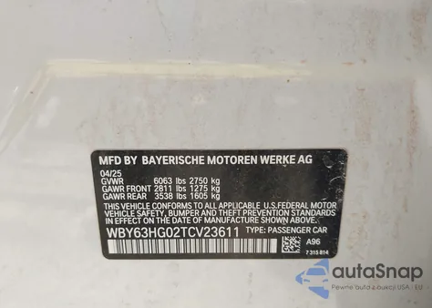 2026 BMW I5 Edrive40 from USA, damaged, VIN WBY63HG02TCV23611